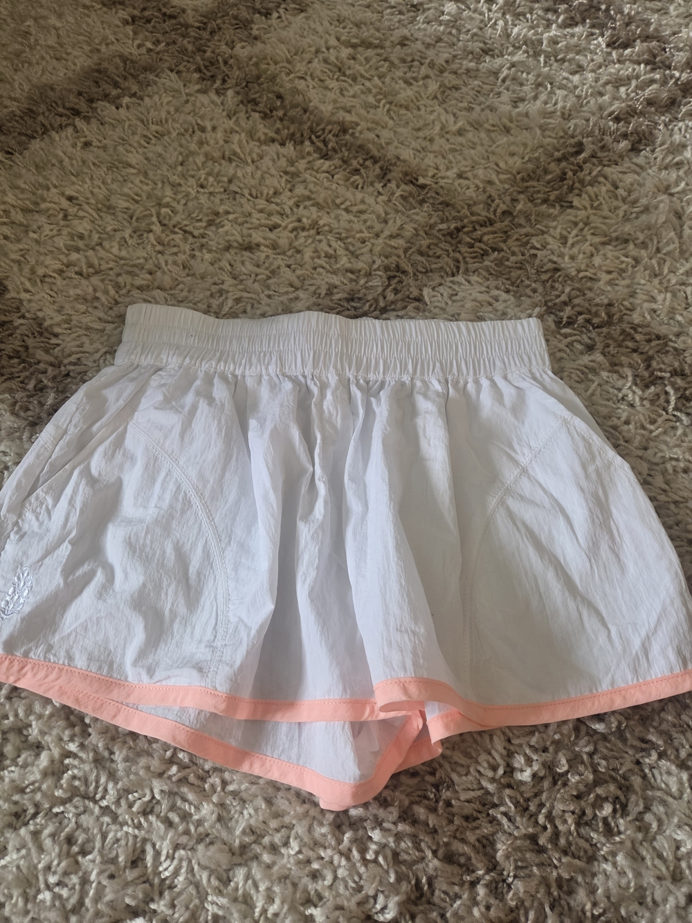 FP Movement by Free People White Athletic Shorts with Peach Trim